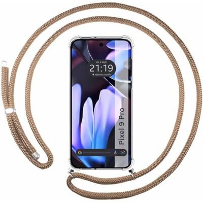 Tumundosmartphone Étui pendentif transparent pour Google Pixel 9 Pro 5G avec cordon Camel Tumundosmartphone Étui pendentif transparent pour Google Pixel 9 Pro 5G avec cordon Camel