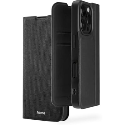 Hama Beschermhoes voor iPhone 16 Pro (telefoonhoes om neer te zetten, hoes met kaartenvak, extra bescherming voor scherm en camera, met magneet, hoesje Hama Beschermhoes voor iPhone 16 Pro (telefoonhoes om neer te zetten, hoes met kaartenvak, extra bescherming voor scherm en camera, met magneet, hoesje