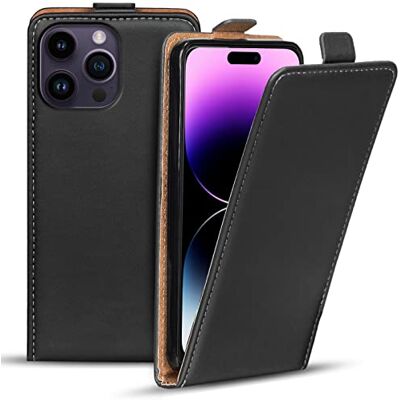 Verco Beschermhoes met klep voor iPhone 14 Pro, zwart Verticale klep, magneetlus, dunne hoes met zachte binnenschaal, nauwkeurige uitsparingen Verco Beschermhoes met klep voor iPhone 14 Pro, zwart Verticale klep, magneetlus, dunne hoes met zachte binnenschaal, nauwkeurige uitsparingen