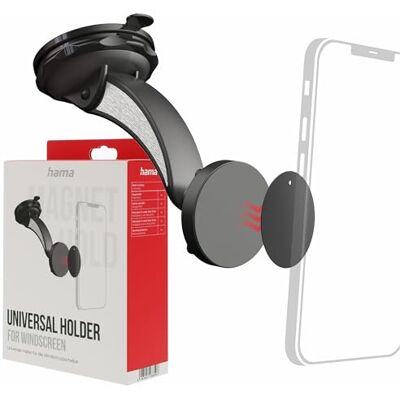 Hama Telefoonhouder voor in de auto (magnetische telefoonhouder voor auto, zuignapbevestiging, 360 graden draaibaar, incl. 2 metalen platen) zwart Hama Telefoonhouder voor in de auto (magnetische telefoonhouder voor auto, zuignapbevestiging, 360 graden draaibaar, incl. 2 metalen platen) zwart