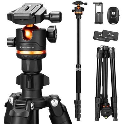 K&F CONCEPT 192 cm camerastatief voor smartphone, camerastatief, O275A5+BH Telefoonhouder en BT-afstandsbediening, 8 kg, hoogte van 53,3 cm tot 193 cm, vergrendelbare voet K&F CONCEPT 192 cm camerastatief voor smartphone, camerastatief, O275A5+BH Telefoonhouder en BT-afstandsbediening, 8 kg, hoogte van 53,3 cm tot 193 cm, vergrendelbare voet