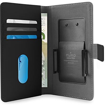Puro Universal Slim Wallet 360° beschermhoes voor smartphone, zwart, zwart., Uniwallet3 Puro Universal Slim Wallet 360° beschermhoes voor smartphone, zwart, zwart., Uniwallet3
