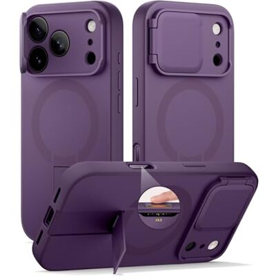 SURITCH Magnetisch hoesje, compatibel met iPhone 17 Pro Max, schokbestendige beschermhoes met camera-bedieningsknop, camerahoes en verstelbare standaard (paars) SURITCH Magnetisch hoesje, compatibel met iPhone 17 Pro Max, schokbestendige beschermhoes met camera-bedieningsknop, camerahoes en verstelbare standaard (paars)