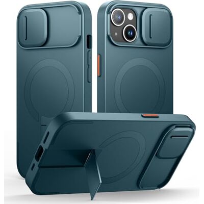 SURITCH Magnetisch hoesje compatibel met iPhone 15, schokbestendig beschermhoesje met schuifcamerahoesje en verstelbare standaard (zeegroen) SURITCH Magnetisch hoesje compatibel met iPhone 15, schokbestendig beschermhoesje met schuifcamerahoesje en verstelbare standaard (zeegroen)