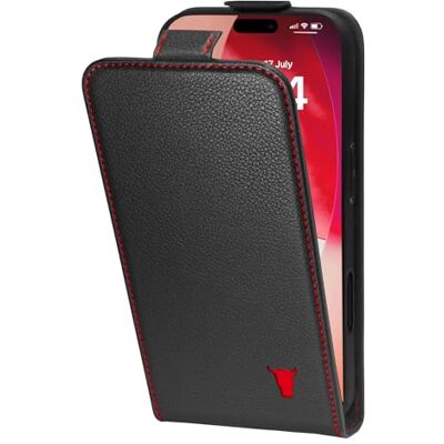 TORRO Beschermhoes met klapdeksel, compatibel met iPhone 17 Pro 6,3 inch 2025, beschermhoes van echt leer met kaarthouder (compatibel met officiële MagSafe-opladers), zwart TORRO Beschermhoes met klapdeksel, compatibel met iPhone 17 Pro 6,3 inch 2025, beschermhoes van echt leer met kaarthouder (compatibel met officiële MagSafe-opladers), zwart