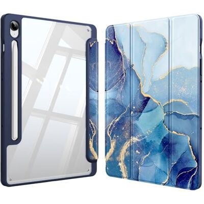 FINTIE Beschermhoes voor Samsung Galaxy Tab S10 Lite 10,9 inch 2025 en S Pen Houder, slank schokbestendig hybride hoesje met transparante achterkant, blauw marmer FINTIE Beschermhoes voor Samsung Galaxy Tab S10 Lite 10,9 inch 2025 en S Pen Houder, slank schokbestendig hybride hoesje met transparante achterkant, blauw marmer