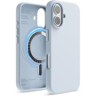 elago Magnetische siliconen hoes voor iPhone 16 Compatibel met MagSafe, geïntegreerde magneten, zachte siliconen, antislip, schokbestendig (lichtblauw) elago Magnetische siliconen hoes voor iPhone 16 Compatibel met MagSafe, geïntegreerde magneten, zachte siliconen, antislip, schokbestendig (lichtblauw)