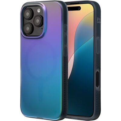 ZAGG Milan Snap beschermhoes voor iPhone 16 Pro, compatibel met MagSafe en draadloos opladen, 4 m valbescherming, grafeen, veranderende kleuren ravenveer ZAGG Milan Snap beschermhoes voor iPhone 16 Pro, compatibel met MagSafe en draadloos opladen, 4 m valbescherming, grafeen, veranderende kleuren ravenveer