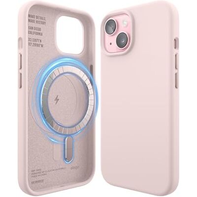 elago Magnetische siliconen hoes voor iPhone 15 Compatibel met MagSafe, geïntegreerde magneten, zachte siliconen, antislip, schokbestendig (mooi roze) elago Magnetische siliconen hoes voor iPhone 15 Compatibel met MagSafe, geïntegreerde magneten, zachte siliconen, antislip, schokbestendig (mooi roze)