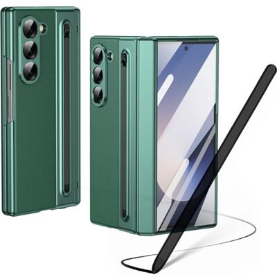 BAILI Leren hoesje voor Galaxy Z Fold6 met styluspen, beschermende voorkant en S Pen-sleuf groen BAILI Leren hoesje voor Galaxy Z Fold6 met styluspen, beschermende voorkant en S Pen-sleuf groen