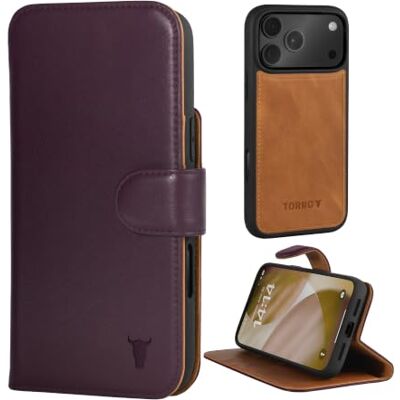 TORRO 2-in-1 leren hoes voor iPhone 18 Pro en 17 Pro, kersen zwart Echt leer, schokbestendig, magnetische afneembare portemonnee, standaard, compatibel met MagSafe-opladen TORRO 2-in-1 leren hoes voor iPhone 18 Pro en 17 Pro, kersen zwart Echt leer, schokbestendig, magnetische afneembare portemonnee, standaard, compatibel met MagSafe-opladen