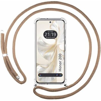 Tumundosmartphone Coque transparente avec cordon camel pour Huawei Honor 200 5G Tumundosmartphone Coque transparente avec cordon camel pour Huawei Honor 200 5G