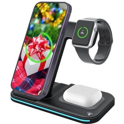 MMOBIEL Snellaadstation, compatibel met iPhone, Apple Watch en AirPods – 3-in-1 inductielader – 15 W – premium snellader – inductielader – zwart MMOBIEL Snellaadstation, compatibel met iPhone, Apple Watch en AirPods – 3-in-1 inductielader – 15 W – premium snellader – inductielader – zwart