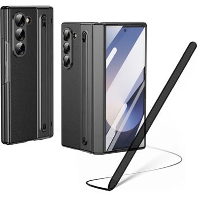 BAILI Leren hoesje voor Samsung Galaxy Z Fold6 met stylus + displaybeschermfolie + S pensleuf zwart BAILI Leren hoesje voor Samsung Galaxy Z Fold6 met stylus + displaybeschermfolie + S pensleuf zwart