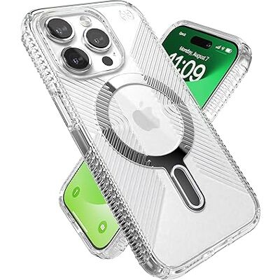 Speck Transparante beschermhoes voor iPhone 15 Pro ClickLock antislip vergrendeling, compatibel met MagSafe, valbescherming, krasbestendig, anti-vergeling, beschermhoes Speck Transparante beschermhoes voor iPhone 15 Pro ClickLock antislip vergrendeling, compatibel met MagSafe, valbescherming, krasbestendig, anti-vergeling, beschermhoes