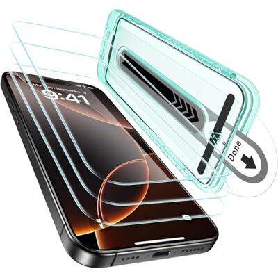 ESR 3 stuks displaybeschermfolie van gehard glas, hardheid 9H, transparant, HD, militaire kwaliteit, onbreekbaar en krasbestendig, met perfecte pasvorm, voor iPhone 16 Pro Max/iPhone 14 ESR 3 stuks displaybeschermfolie van gehard glas, hardheid 9H, transparant, HD, militaire kwaliteit, onbreekbaar en krasbestendig, met perfecte pasvorm, voor iPhone 16 Pro Max/iPhone 14