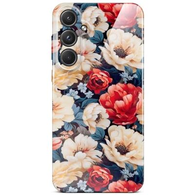 OneFlow Samsung Galaxy A55 5G hoes, harde beschermhoes, bloemenpatroon, met camerabescherming, bloemenpatroon, wit/rood OneFlow Samsung Galaxy A55 5G hoes, harde beschermhoes, bloemenpatroon, met camerabescherming, bloemenpatroon, wit/rood