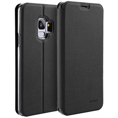 doupi Flip Cover voor Samsung Galaxy S9, klaphoes met magneetsluiting, boekstijl, bescherming met standaard, zwart doupi Flip Cover voor Samsung Galaxy S9, klaphoes met magneetsluiting, boekstijl, bescherming met standaard, zwart