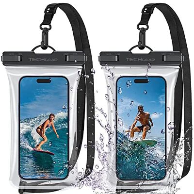 TECHGEAR 2 stuks drijvend zwemhoesje, waterdichte telefoonhoes met koord, compatibel met iPhone 17, 16e, 16, 15, 14, 13, 12, Samsung S25, S24, S23 Ultra A17, A16, A26, A36 enz TECHGEAR 2 stuks drijvend zwemhoesje, waterdichte telefoonhoes met koord, compatibel met iPhone 17, 16e, 16, 15, 14, 13, 12, Samsung S25, S24, S23 Ultra A17, A16, A26, A36 enz