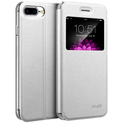 doupi Flip Cover voor iPhone 8 Plus/7 Plus (5,5 inch), magnetische klaphoes, boekstijl, met standaard, wit doupi Flip Cover voor iPhone 8 Plus/7 Plus (5,5 inch), magnetische klaphoes, boekstijl, met standaard, wit