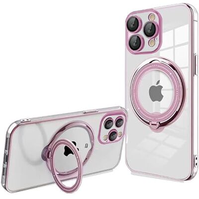 Cool beschermhoes voor iPhone 15 Pro, magnetische ring, roze Cool beschermhoes voor iPhone 15 Pro, magnetische ring, roze