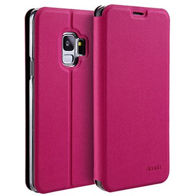 doupi Flip Cover voor Samsung Galaxy S9 Plus, magnetische flipcase, boekstijl, beschermhoes met standaard, rood roze doupi Flip Cover voor Samsung Galaxy S9 Plus, magnetische flipcase, boekstijl, beschermhoes met standaard, rood roze