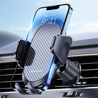 Miracase Autotelefoonhouder met metalen haak, telefoonhouder voor ventilatierooster, universele handsfree houder voor iPhone, Android en alle smartphones, zwart Miracase Autotelefoonhouder met metalen haak, telefoonhouder voor ventilatierooster, universele handsfree houder voor iPhone, Android en alle smartphones, zwart