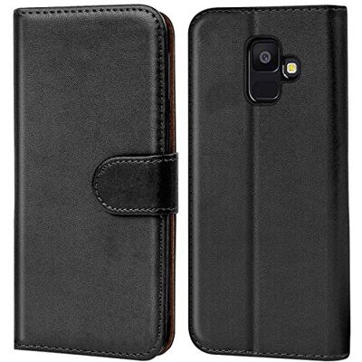 Verco Beschermhoes voor Samsung Galaxy J6 (2018), portefeuillehoes voor Galaxy J6 2018, beschermhoes van kunstleer, standfunctie, zwart Verco Beschermhoes voor Samsung Galaxy J6 (2018), portefeuillehoes voor Galaxy J6 2018, beschermhoes van kunstleer, standfunctie, zwart