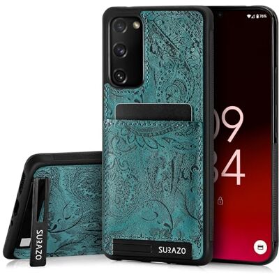 SURAZO Beschermhoes voor de achterkant van echt leer van hoge kwaliteit voor Samsung Galaxy S20 FE 5G, beschermhoes van leer, stootvast, met kaartsleuf, standfunctie, SURAZO Beschermhoes voor de achterkant van echt leer van hoge kwaliteit voor Samsung Galaxy S20 FE 5G, beschermhoes van leer, stootvast, met kaartsleuf, standfunctie,