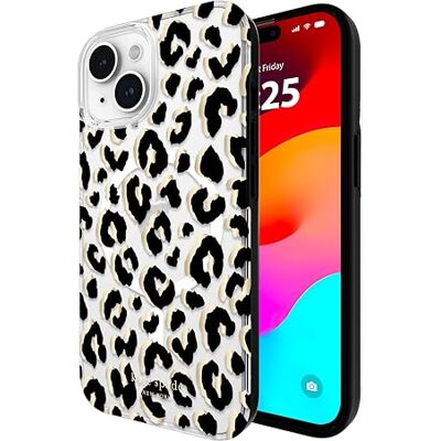 Kate Spade New York Beschermhoes voor iPhone 15/iPhone 14/iPhone 13, compatibel met MagSafe, luipaardpatroon stad zwart Kate Spade New York Beschermhoes voor iPhone 15/iPhone 14/iPhone 13, compatibel met MagSafe, luipaardpatroon stad zwart