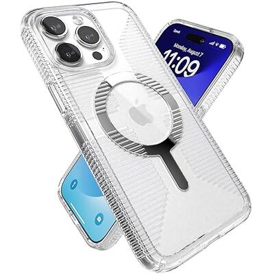 Speck Transparante beschermhoes voor iPhone 15 Pro Max, dun, ontworpen voor MagSafe, met valbescherming, krasbestendig, anti-vergeling, 6,7 inch telefoonhoes Speck Transparante beschermhoes voor iPhone 15 Pro Max, dun, ontworpen voor MagSafe, met valbescherming, krasbestendig, anti-vergeling, 6,7 inch telefoonhoes