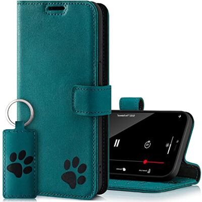 SURAZO Premium telefoonhoes voor Samsung Galaxy A14 5G Echt leer met pootafdruk Vintage flipcase met standfunctie, kaartvak en sleutelring - SURAZO Premium telefoonhoes voor Samsung Galaxy A14 5G Echt leer met pootafdruk Vintage flipcase met standfunctie, kaartvak en sleutelring -