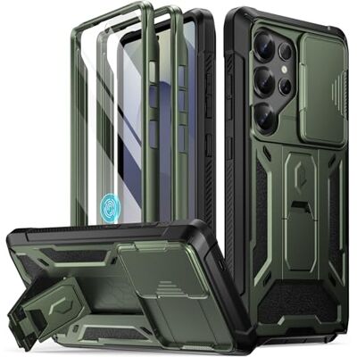 Poetic Spartan Beschermhoes voor Galaxy S25 Ultra, 6,8 inch, compatibel met vingerafdruk-identificatie, robuust en schokbestendig, met standaard, metallic groen Poetic Spartan Beschermhoes voor Galaxy S25 Ultra, 6,8 inch, compatibel met vingerafdruk-identificatie, robuust en schokbestendig, met standaard, metallic groen