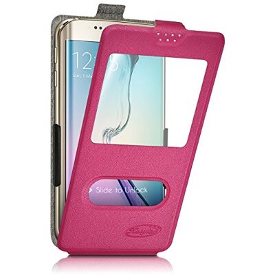 KARYLAX S-View beschermhoes voor Alcatel S42, met klapdeksel, universeel, M, Fuchsia KARYLAX S-View beschermhoes voor Alcatel S42, met klapdeksel, universeel, M, Fuchsia