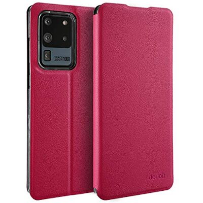 doupi Flip Cover voor Samsung Galaxy S20 Ultra (S20Ultra), beschermhoes met magneetsluiting, boekstijl, met standaard, rood roze doupi Flip Cover voor Samsung Galaxy S20 Ultra (S20Ultra), beschermhoes met magneetsluiting, boekstijl, met standaard, rood roze