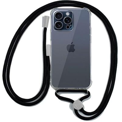 Cool beschermhoes voor iPhone 15 Pro met koord zwart Cool beschermhoes voor iPhone 15 Pro met koord zwart
