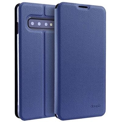doupi Flip Cover voor Samsung Galaxy S10 Plus, beschermhoes met magneetsluiting, boekstijl, met standaard, donkerblauw doupi Flip Cover voor Samsung Galaxy S10 Plus, beschermhoes met magneetsluiting, boekstijl, met standaard, donkerblauw