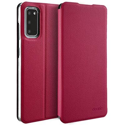 doupi Flip Cover voor Samsung Galaxy S20, klaphoes met magneetsluiting, boekstijl, met standaard, rood/roze doupi Flip Cover voor Samsung Galaxy S20, klaphoes met magneetsluiting, boekstijl, met standaard, rood/roze