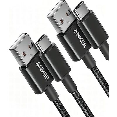 Anker USB C-kabel, 0,9 m, dubbel gevlochten nylon, USB C-USB 2.0 oplaadkabel, voor Samsung Galaxy S8/S8+/S9/S9+/S10, HTC 10, Sony XZ, LG V20/G5/G6, Xiaomi 5, zwart, 2 stuks Anker USB C-kabel, 0,9 m, dubbel gevlochten nylon, USB C-USB 2.0 oplaadkabel, voor Samsung Galaxy S8/S8+/S9/S9+/S10, HTC 10, Sony XZ, LG V20/G5/G6, Xiaomi 5, zwart, 2 stuks