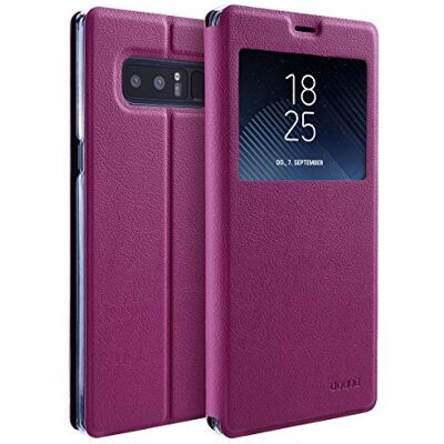 doupi Samsung Galaxy Note 8 Beschermhoes met kijkvenster en magneetsluiting in boekmotief, rood/roze doupi Samsung Galaxy Note 8 Beschermhoes met kijkvenster en magneetsluiting in boekmotief, rood/roze