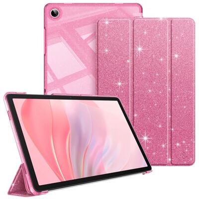 FINTIE Beschermhoes voor Samsung Galaxy Tab A11 Plus (A11+)/Tab A9 Plus (A9 Transparante matte beschermhoes, harde hoes, dunne en lichte hoes, roze glitter FINTIE Beschermhoes voor Samsung Galaxy Tab A11 Plus (A11+)/Tab A9 Plus (A9 Transparante matte beschermhoes, harde hoes, dunne en lichte hoes, roze glitter