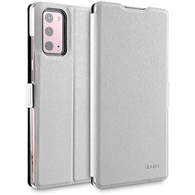 doupi Flip Cover voor Samsung Galaxy Note 20, magnetische sluiting, boekstijl, beschermhoes met standfunctie, wit doupi Flip Cover voor Samsung Galaxy Note 20, magnetische sluiting, boekstijl, beschermhoes met standfunctie, wit