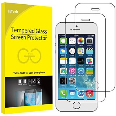 JETech Displaybeschermfolie voor iPhone 5s/5c/5/SE 2016 (niet voor editie 2022/2020), gehard glas, 2 stuks JETech Displaybeschermfolie voor iPhone 5s/5c/5/SE 2016 (niet voor editie 2022/2020), gehard glas, 2 stuks