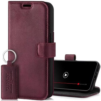 SURAZO Hoes voor Apple iPhone 15 Pro Max, klaphoes van echt leer, kaartenvak, RFID-bescherming, standfunctie, lederen flip case SURAZO Hoes voor Apple iPhone 15 Pro Max, klaphoes van echt leer, kaartenvak, RFID-bescherming, standfunctie, lederen flip case