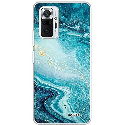 Evetane Siliconen beschermhoes compatibel met Xiaomi Redmi Note 10 Pro – rondom bescherming, dun en transparant – beschermhoes voor en achter – hoge weerstand – parelmoer blauw Evetane Siliconen beschermhoes compatibel met Xiaomi Redmi Note 10 Pro – rondom bescherming, dun en transparant – beschermhoes voor en achter – hoge weerstand – parelmoer blauw