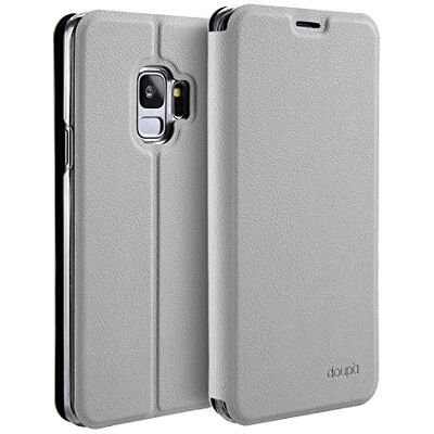 doupi Flip Cover voor Samsung Galaxy S9, klaphoes met magneetsluiting, boekstijl, met standaard, wit doupi Flip Cover voor Samsung Galaxy S9, klaphoes met magneetsluiting, boekstijl, met standaard, wit