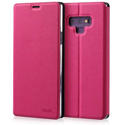 doupi Flip Cover voor Samsung Galaxy Note 9, beschermhoes met magneetsluiting, boekstijl, beschermhoes met standaard, rood roze doupi Flip Cover voor Samsung Galaxy Note 9, beschermhoes met magneetsluiting, boekstijl, beschermhoes met standaard, rood roze