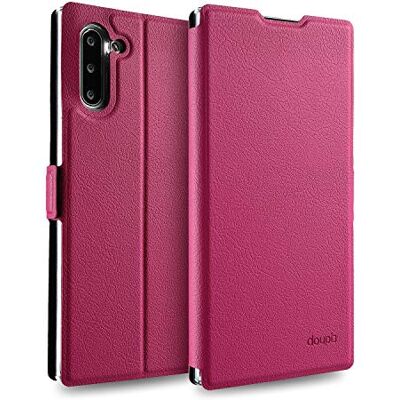doupi Flip Cover voor Samsung Galaxy Note 10, beschermhoes met magneetsluiting, boekstijl, met standaard, rood/roze doupi Flip Cover voor Samsung Galaxy Note 10, beschermhoes met magneetsluiting, boekstijl, met standaard, rood/roze