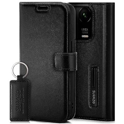 SURAZO Premium lederen beschermhoes voor Xiaomi 13 Pro 5G Echt lederen flip hoesje [magneet, kaartenvak, RFID-bescherming, functie SURAZO Premium lederen beschermhoes voor Xiaomi 13 Pro 5G Echt lederen flip hoesje [magneet, kaartenvak, RFID-bescherming, functie