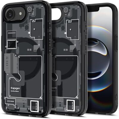 Spigen iPhone Beschermhoes voor 16e, Ultra Hybrid MagFit, schematisch ontwerp, Zero One zwart Spigen iPhone Beschermhoes voor 16e, Ultra Hybrid MagFit, schematisch ontwerp, Zero One zwart